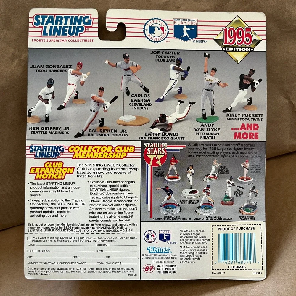 1995 Starting Lineup Frank Thomas Chicago White Sox Figure with Card Kenner